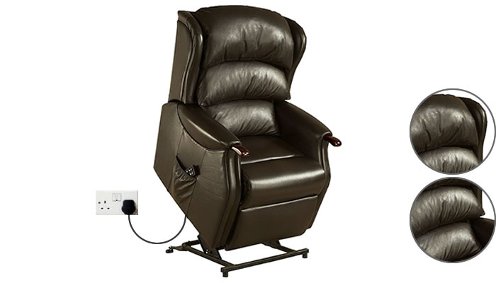 Celebrity Furniture Westbury Leather Dual Motor Riser Recliner with Headrest and Lumbar Support